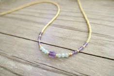 Amethyst Delicate Necklace Tiny Gemstone Necklace Dainty - Etsy Simple Necklaces, Dainty Choker Necklace, Seed Bead Choker, Tiny Necklace, Gemstone Choker, Bead Choker, Jewelry Making Necklace, Gemstone Necklaces