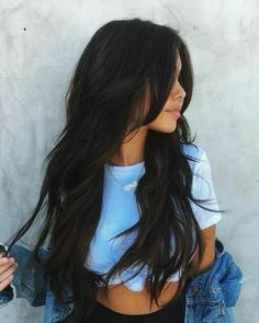 Warm Black Hair, Black Hair Ideas, Stunning Hairstyles, Long Dark Hair, Long Black Hair, Long Straight Hair, Dark Brown Hair, Hair Color Dark