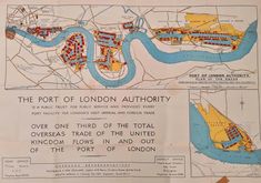 an old map showing the port of london authority and its surrounding area, with information about it