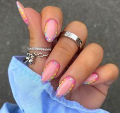 spring nails, spring nail designs Nagellack Trends, Dots Nails, Almond Acrylic Nails, Nagel Inspo, Oval Nails, Pastel Nails, Dipped Nails, Fire Nails, Chic Nails