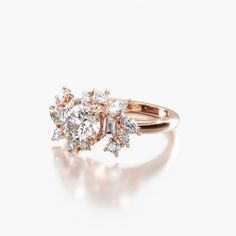 14K Rose Gold Mixed Diamond Cut Engagement Ring. Turn heads with this unique design that features a mix of diamond cuts perfectly set to embellish the center diamond of your choice Unique Engagement Ring Bands, Diamond Cut Engagement Ring, Ring Bands, Engagement Sets, Ring Ideas, Mom Jewelry, Hrithik Roshan, Modern Ring, Finger Rings