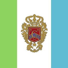 the flag of italy is shown in blue, green and white with an emblem on it