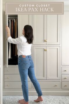 Stefana Silber in her custom kea Pax hack closet Ikea Pax Wardrobe Interior, Storemolla Ikea, Ikea Built In Closet Pax Wardrobe, Custom Diy Closet, Wardrobe With Drawers Outside, Painted Ikea Wardrobe, Ikea Pax Small Closet, Diy Ikea Pax Closet, Ikea Pax Closet Doors