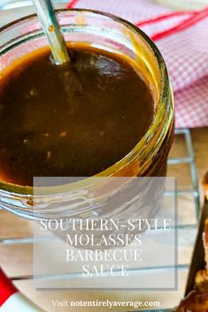 southern style molassse barbecue sauce in a jar