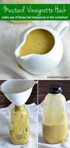 mustard vinegar in a bottle with instructions for how to make mustard vingerette hack