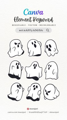 #canva #canvaelement #canvaelementkeyword #maenjari #maenjaristudio #halloween #ghost #spooky #boo #cartoon Canva Search Keywords, Boo Cartoon, Canva Sets, Copy Design, Canva Codes, Canva Hacks, Canva Keywords