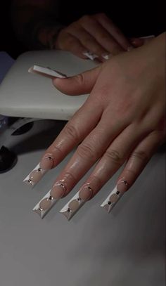 Black And White Baddie Nails, Long Acrylic Nail Designs Baddie, Nail Designs Baddie, Nails Inspiration Baddie, Vivienne Westwood Nails, Trending Nail Designs, Acyrlic Nails, Trending Nail