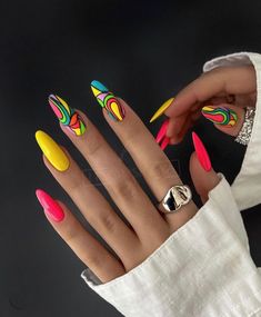 Neon Nails, Multicolored Nails, Tree Nails, Sassy Nails, Trendy Nail Art Designs, Crazy Nails, Stylish Nails Art, Chic Nails, Creative Nails