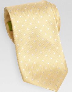 Egara Yellow Dot Silk and Linen Narrow Tie - Regular Length Ties | Men's Wearhouse Dots