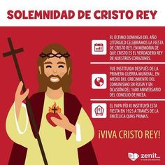 a man holding a cross with the words solemn de cristoo rey on it