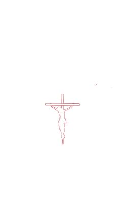 a drawing of a crucifix on a white background