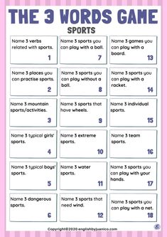 the 3 words game for sports