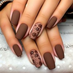 #nails #summernails #nailart #aesthetic Brown Nail, Brown Matte Nails Design, Matte Brown Nails, Beige Nails Design, Classy Nail Art Ideas, Brown Nail Art, Fall Nail Ideas, Brown Nails Design, Easy Elf