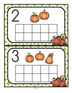 two pumpkin themed numbers to be used for counting