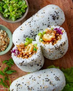 sushi rolls with sesame seeds and green onions