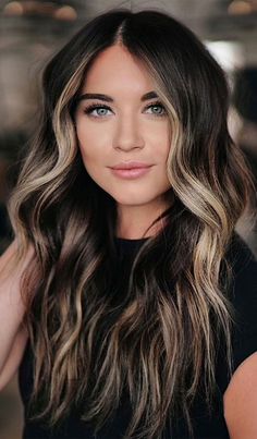 Dark Hair With Blonde Face Framing, Bangs With Face Framing Highlights, Trending Brown Hair Color, Dark Hair With Highlights Underneath, Dark Edgy Hair Color, Smoky High Contrast Hair, Wedding Hair Color Ideas Brunettes, Best Hair Color For Blue Green Eyes, Dark Hair For Blue Eyes