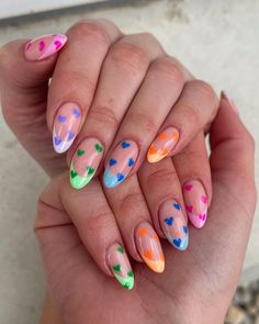 13.3k Likes, 49 Comments - nails by caroline 🌾 (@nailsbycaroline_) on Instagram: “summer nails, I 🧡 you 🦋🌈✨  doing bright nails brings me happiness   natural nails with…” Colourful Nails, Colorful Nails, Bright Nails, Short Acrylic Nails Designs, Manicure Y Pedicure