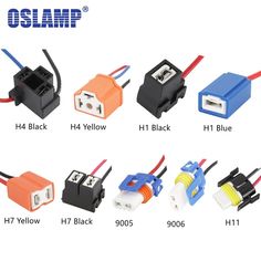 the different types of wires and connectors are shown in this image, including one for each