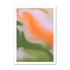 an abstract painting with orange and green colors