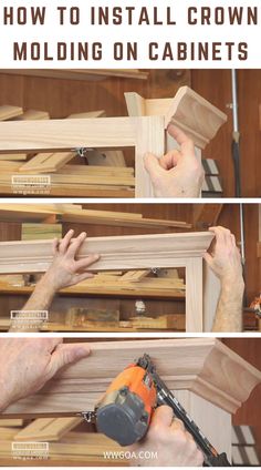 how to install crown molding on cabinets with the help of a woodworking machine