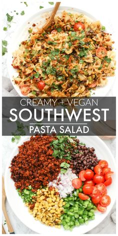 creamy and vegan southwest pasta salad is the perfect side dish for any mexican meal