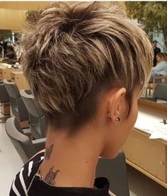 My kind of haircuts Undercut Back View, Undercut Back, Pixy Cut, Short Layered Pixie, Layered Pixie Haircuts, Layered Pixie Cut, Layered Pixie, Chic Short Haircuts, Current Hair Styles