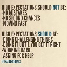 a poster with the words high expectations should not be