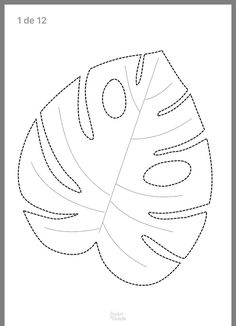 a drawing of a leaf with dotted lines