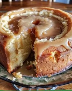 a bundt cake with icing on a plate