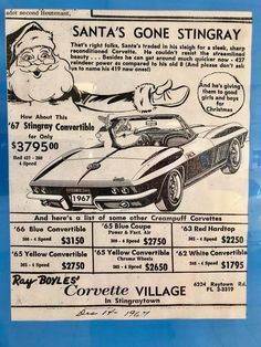 an ad for the santa's gone stingray car