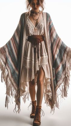 Bohimen Outfits, Country Bohemian Outfits, Dark Cottagecore Fashion Summer, Shabby Chic Outfit, Boho Clothes Aesthetic, Goblen Core Outfit, Plant Aesthetic Outfits, Bohemian Earthy Outfits, Cold Weather Boho Outfits