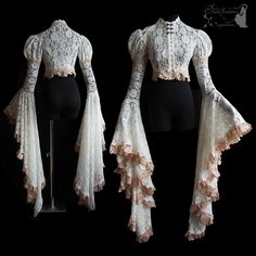 Art Nouveau Fashion, Mode Steampunk, Black Stretch Lace, Fashion Corset, Big Sleeves, Corset Fashion, Costumes Ideas, Victorian Gothic