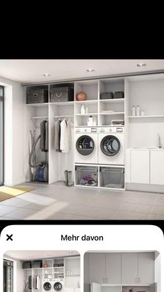 an image of a laundry room with clothes on the shelves