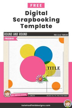 the free digital scrapbooking template is available for use on any project or website