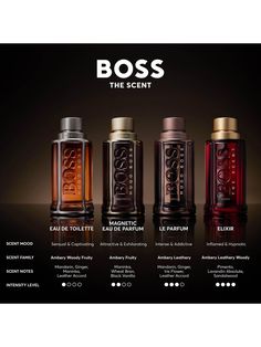 Inflame the senses with boss the scent elixir for him, a rich, highly concentrated interpretation of the original boss Boss The Scent, Oud Perfume, Men's Aftershave, Perfume Lover