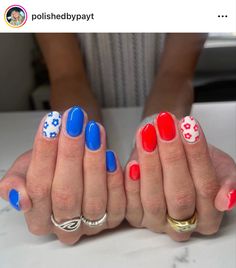 Nails Fourth Of July Simple, Simple 4th Of July Nail Designs Short Nails, Fourth Of July Nails For Short Nails, Cute Short 4th Of July Nails, Easy Short 4th Of July Nails, Fire Work Nails Design 4th Of July, Kids Nails 4th Of July, Simple 4 Of July Nails, 4of July Nails Simple