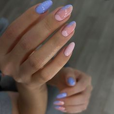 Blue Nails, Hot Nail Designs, Get Nails, Pastel Nails, Hot Nails, Short Acrylic Nails, Ombre Nails