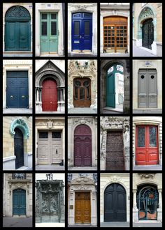 many different colored doors and windows in various styles