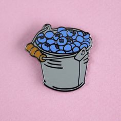 Blueberry Bucket Enamel Pin Patchwork, Jacket Pins, Pin Game, Pin And Patches