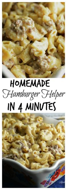 homemade hamburger helper in 4 minutes is an easy and delicious recipe that's ready to be eaten