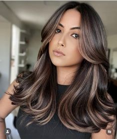 Hazelnut Highlights, Dark Brown Hair With Highlights, Hair With Highlights, Balayage Brunette