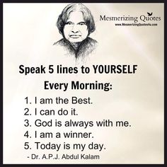 a sign that says speak 5 lines to yourself every morning