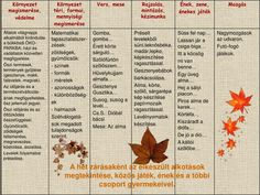 a table that has different types of autumn leaves on it, and the names in each