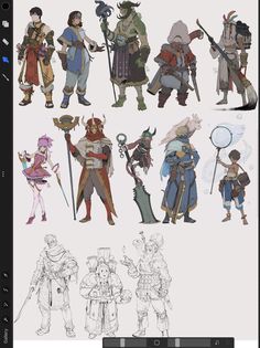 an image of some people in different poses with swords and armor on the screen,