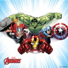 an image of the avengerss with their arms spread out in front of them,