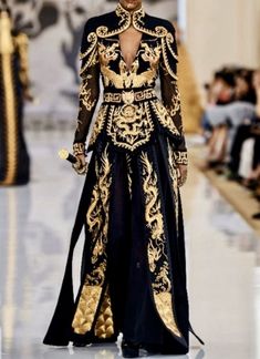 Futuristic Elegant Fashion, Celestial Jumpsuit, Embroidery Fashion Runway, Queen Attire, Armor Fashion, God Fashion, Heaven Gaia, Gaun Abad Pertengahan, Armor Dress