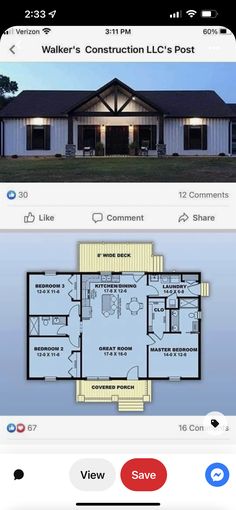 the floor plan for a house on an iphone