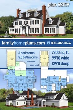 two story house plans with different levels and floor plans for each home in the same area