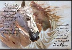 a painting of two horses facing each other with a poem written on the back side