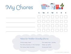 a printable calendar with the words my chores on it